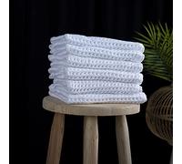 PÜSKÜL - Kitchen Hand Dish Tea Towels - Bulk Set of 6 - Luxe, Soft, Durable Premium Turkish Ring-Spun Cotton Waffle Weave Hand Towels 16 X 32 inch (White, 6)