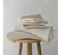 Püskül - Luxury Waffle Towel Set for Bathroom 4 Pieces Natural Raw, Premium Quality Organic 100% Turkish Cotton 2 Hand and 2 Bath Towels, Quick Dry Thin Waffle Towels, Made in Turkiye (Natural Beige)