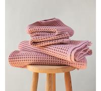 Püskül - Luxury Waffle Towel Set for Bathroom 4 Pieces Pink, Premium Quality Organic 100% Turkish Cotton 2 Hand and 2 Bath Towels Sets, Quick Dry Thin Waffle Towels, Made in Turkiye (Pink)