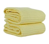 PÜSKÜL Natural 100% Turkish Cotton Waffle Bath Towels Set of 2-Piece | 32x63 Extra Large Absorbent Quick-Dry Lightweight Spa Towel | Decorative Guest Bathroom Towel (Yellow Bath Towels - Pack of 2)