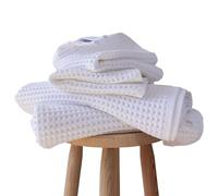 PÜSKÜL Natural 100% Turkish Cotton Waffle Towels Set of 4-Piece, White | 2-Bath sheet (Extra-large 32x63") and 2-Hand towel (Large 32x16"). Premium honeycomb-waffle weave, oeko-tex made in Turkiye.