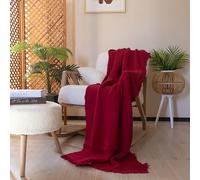 PÜSKÜL- Premium 100% Turkish Cotton Muslin Throw Blankets Throw Size for Couch Sofa Bed, Airy Light Soft Gauze Throw Blanket, Made in Turkey (Red, Throw XL Size 53" x 67" inch)