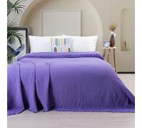 Püskül - Softest 100% Turkish Cotton Muslin Blanket for Adults - Lightweight Muslin Throw Blanket for Summer - Lux Extra Soft Gauze Top Sheet for Bed - 1 Piece (Purple)