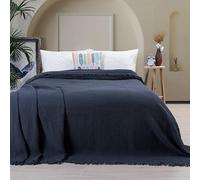 Püskül - Softest 100% Turkish Cotton Muslin Blanket for Adults - Lightweight Muslin Throw Blanket for Summer - Lux Extra Soft Gauze Top Sheet for Bed - 1 Piece (Dark Gray)