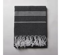 PÜSKÜL - Thin Hammam Beach Spa Towels Set of 6, 100% Turkish Cotton, 100X180 cm (Black)