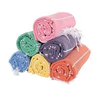 PÜSKÜL - Thin Hammam Beach Spa Towels Set of 6, 100% Turkish Cotton, 100X180 cm (Mix Color)
