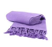 PÜSKÜL - Waffle Towels for Pool, Beach, Spa, Sauna, Gym - Original 100% Turkish Cotton Peshtemal Hammam Towels (Light Purple, 1)