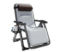 PUFAHAU Aluminum Alloy Reclining Lounge Chair, Metal Buckle to Adjust The Backrest Folding Fabric Sun Loungers, with Mobile Phone Holder, Cup Holder Outdoor Beach Chair（No Mat）