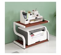 PUFAHAU Desk Organizer with Double Storage Rack File Shelves Bookshelf and Home Office Storage for Printer Stand Kitchen Sundries Storage and Desktop Copy Rack(Grey-S)