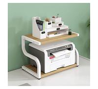 PUFAHAU Desk Organizer with Double Storage Rack File Shelves Bookshelf and Home Office Storage for Printer Stand Kitchen Sundries Storage and Desktop Copy Rack(G-S)