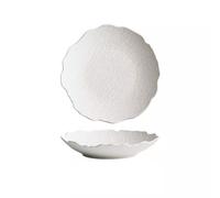 PUFAHAU Dinner Plates Particularly Beautiful Plates, Household Japanese Dinner Plates, Deep Plates, Light Luxury Ceramic Soup Plates Party Supplies(White-Small)