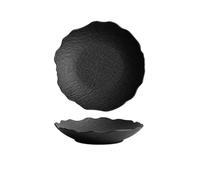 PUFAHAU Dinner Plates Particularly Beautiful Plates, Household Japanese Dinner Plates, Deep Plates, Light Luxury Ceramic Soup Plates Party Supplies(Black-Small)