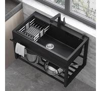 PUFAHAU Laundry Utility Sink,Wall Mount Sink,Wall Mounted Bathroom Sink,Utility Sinks For A Laundry Room,With Faucet Hole,Installation Saves Space,For Bathroom, Kitchen(Stretched 80 * 45 * 49Cm)