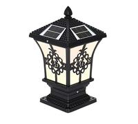 PUFAHAU Post Lights Outdoor,Black Waterproof Ip54 Three-Color Light Outdoor Led Solar Bollard Column Lamp Die Cast Glass Lampshade Square Gate Pillar Light Balcony Lawn Garden Ai(D-H380Mm)