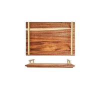 PUFAHAU Serving Trays Japanese Acacia Wood Tray Solid Wood Breakfast Tray With Handle Afternoon Tea Snack Tray Retro Dessert Tray Breakfast Tray,A-Small
