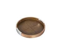 PUFAHAU Serving Trays Leather Walnut Round Square Storage Tray Solid Wood Desktop Dessert Tray Fruit Tray Tea Tray Cup Tray Breakfast Tray,A-Small