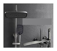PUFAHAU Shower Panel, Wall-Mounted Waterfall Shelf Bathroom Mixer Faucet, Digital Display Shower Set,Copper Bathroom Showers Sets Bathroom Accessories(Led Digital Displ-1)