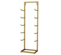 PUFAHAU Yoga Mat Holder,5 Tier Floor Standing Yoga Mat Stand, Small Footprint Exercise Mat Rack With Hooks Easy Pick Up For Foam Roller Resistance Bands Skipping Rope, Steel Yoga Accessories Storag