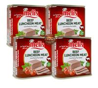 PUFAI Bundle - Halal Beef Luncheon Meat 340g x4 - Cooked Beef Block, Ready to Eat, Sandwich Filling, Breakfast & Cold Cut Use