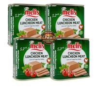 PUFAI Bundle - Halal Chicken Luncheon Meat 340g x4 - Ready to Eat Cooked Chicken Slices, Sandwich Filling, Breakfast & Cold Cut Use