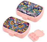 Pufei 2Pcs DIY Animal Pattern Diamond Painting Box Kit Special Shape Portable Crystal Pill Dispenser Moisture-Proof Diamond Painting Dot Pill Box for Handicraft Enthusiasts Gift