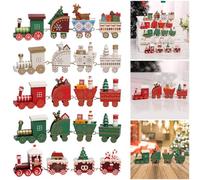 Pufei Christmas Wooden Mini Train Decor Set Christmas Train Ornament (Multicolor)