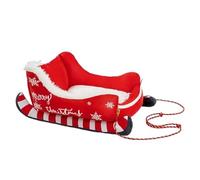 Pufei Festive Plush Cosy Dog Cat Beds W/Non Slip Base Washable Holiday Sleeping Pet Sofa Funny Santa Sleigh Pet Sofa Crate for Indoor Outdoor Use