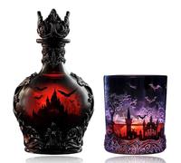 Pufei Magic Potion Style Whiskey Glass Bottle, 2025 Halloween WhiskeyBottle,Gothic Vampire Decanter for Home Bar Tabletop Decor