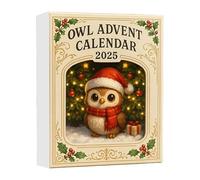 Pufei Owl 24 Days Christmas Countdown Calendar with Mini Owl Figurines Holiday Countdown Calendar Collectible Owls Ornaments for Home Decor & Festive Display