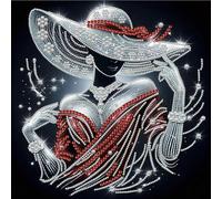 Pufei Red Dress DIY Pearl Dot Painting for Beginner Home Wall Decor 30x30cm with Frame