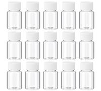 PUFEUOO 15Pcs Clear Pill Bottle, Plastic Medicine Bottles Container, Reusable Empty Pill Organizers for Liquid Pill Dispenser (30ML)