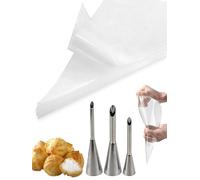 Puff Cream Filling Piping Tip 3 Pcs,Cupcake Filler Tool with 20 Disposable Pastry Bags for Filling Donuts,Cupcakes & Eclairs