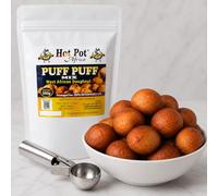 Puff Puff Mix Kit - Easy West African Doughnut Mix (Just Add Water) | Fluffy Sweet Fritter, Puffpuff & Doughnut Ball Blend, Includes Custom Batter Scoop, Vegan & Dairy-Free, 500g by Hot Pot Africa