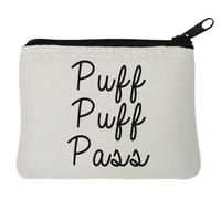 Puff Puff Pass Neoprene Coin Purse Pouch 10x11cm White