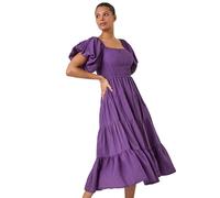 Puff Sleeve Tiered Midi Dress Roman Purple 12