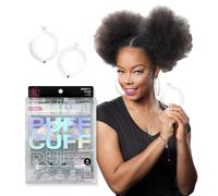 PuffCuff Junior 3" Hair Clamp, For All Natural Curly, Thick, Kinky, Textured, Locs, or Braided Hair, Painless, Damage-Free Styling Tool Made Specifically for Big Hair, Clear, 2 Pieces