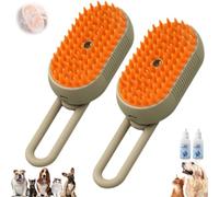Puffease Spritz Defur Comb, Catzcomfort Cleaning Brushes, 3 in 1 Spritz Defur Comb for Cats Dogs, Pet Spray Hair Removal Combs (Brown*2)