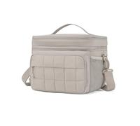 Puffer Cooler Bag 32 Cans Insulated Soft Sided Cooler Double Deck Collapsible Lunch Box for Picnic, Beach, Hiking, Camping, Work, Travel (Camel)