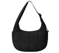 Puffer Crescent Bag for Women Quilted Shoulder Bag Nylon Adjustable Strap Handbag with Zipper Hobo Bag for Work Travel