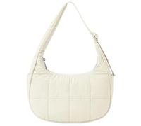 Puffer Crescent Bag for Women Quilted Shoulder Bag Nylon Adjustable Strap Handbag with Zipper Hobo Bag for Work Travel