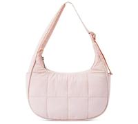 Puffer Crescent Bag for Women Quilted Shoulder Bag Nylon Adjustable Strap Handbag with Zipper Hobo Bag for Work Travel