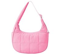 Puffer Crescent Bag for Women Quilted Shoulder Bag Nylon Adjustable Strap Handbag with Zipper Hobo Bag for Work Travel