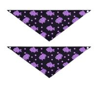 Puffer Fish Lavender Polka Dot Pattern cute dog bandanas Unique Shape Adjustable Fit Triangle Bibs Kerchief Set Cute Pet Accessories for Dogs Cats L