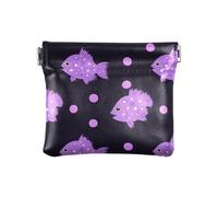 Puffer Fish Lavender Polka Dot Pattern Small Leather Coin Purse Unique Mini Purse Wallet for Women Boys Girls