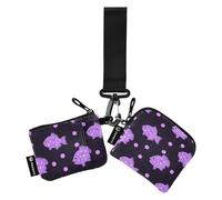 Puffer Fish Lavender Polka Dot Pattern Women's Dual Wallets Busniess Card Cases Small Detachable Change Purse Key Holder with Keychain for Ladies Girls 2 Pcs, Puffer Fish Lavender polka dot pattern,