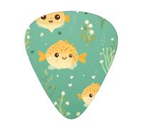 puffer fish motif Printed pick set - 12 pieces, thin, medium and thick guitar picks, suitable for guitar, bass, electric guitar and ukulele