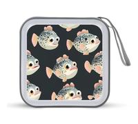 Puffer Fish Printed CD Case Hard Plastic Protective DVD Storage Binder Bag for Home Office