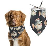 Puffer Fish Printed Dog Bandanas Adjustable Trendy Triangle Pet Scarffor Small Medium Large