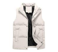 Puffer Gilet Mens Winter Quilted Body Warmer Thick Windproof Outerwear Sleeveless Puff Jacket Padded Down Coat Thermal Vest Zip Up Casual Warm Waistcoats with Pockets Plus Size L-8XL