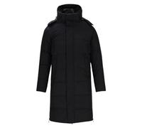 Puffer Jacket for Men UK Long Trench Coat Padded Down Coats Winter Warm Quilted Jackets Full Zip Hooded Puff Coat Thicken Outdoor Casual Zipper Overcoat Plus Size Black Outerwear with Pockets